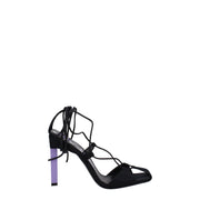 The Attico Black Fabric Stiletto Heel Sandals
