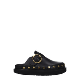 Isabel Marant Black Leather Slippers