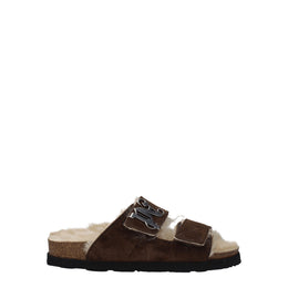 Palm Angels Brown Leather Slippers