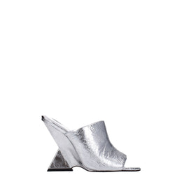 The Attico Gray Leather Platform Sandals