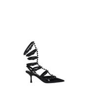 Valentino Garavani Black Leather Stiletto Heel Sandals