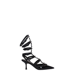 Valentino Garavani Black Leather Stiletto Heel Sandals
