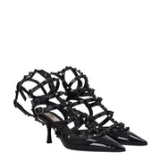 Valentino Garavani Black Leather Stiletto Heel Sandals