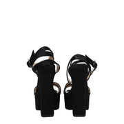 Jimmy Choo Black Satin Platform Sandals