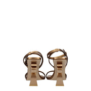 Palm Angels Gold Leather Platform Sandals