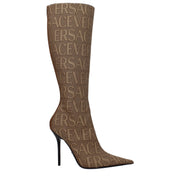 Versace Beige Fabric High Heel Boots