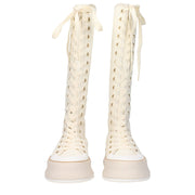 Max Mara Beige Fabric Lace-Up Boots