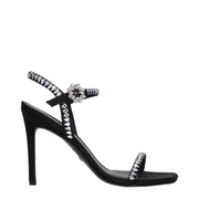 Stuart Weitzman Black Satin Stiletto Heel Sandals