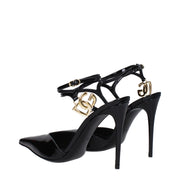 Dolce & Gabbana Black Leather Stiletto Heel Sandals