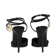 Dolce & Gabbana Black Leather Stiletto Heel Sandals