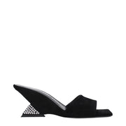 The Attico Black Leather Platform Sandals