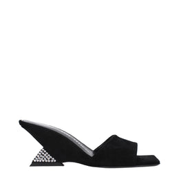 The Attico Black Leather Platform Sandals