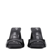 The Attico Black Leather Stiletto Heel Sandals