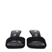 The Attico Black Leather Platform Sandals