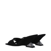 The Attico Black Leather Platform Sandals