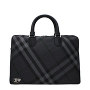 Burberry Gray Fabric Business And Laptop Bag