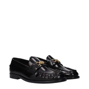 Versace Black Leather Slip-On Loafers