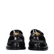 Versace Black Leather Slip-On Loafers