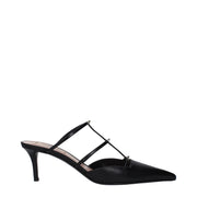 Valentino Garavani Black Leather Flat Sandals