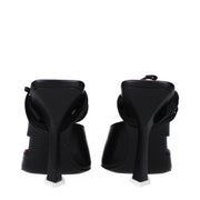 The Attico Black Leather Stiletto Heel Sandals