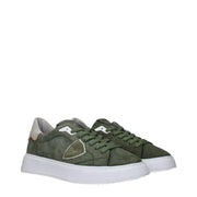 Philippe Model Green Leather Low Top Sneakers
