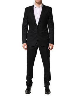 Dolce & Gabbana Black Jacquard Single Breasted 2 Piece Suit