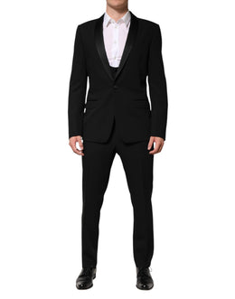 Dolce & Gabbana Black Wool 3 Piece Single Breasted Suit