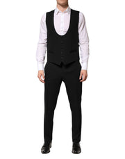 Dolce & Gabbana Black Wool 3 Piece Single Breasted Suit