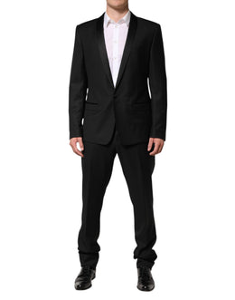 Dolce & Gabbana Black Wool Men Single Breasted 2 Piece Suit