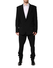 Dolce & Gabbana Black Cotton Single Breasted 2 Piece Suit
