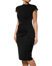 Roberto Cavalli Black Bodycon Short Sleeves Dress