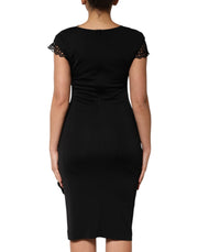 Roberto Cavalli Black Bodycon Short Sleeves Dress
