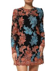 Dolce & Gabbana Multicolor Floral Embroidery Shift Mini Dress