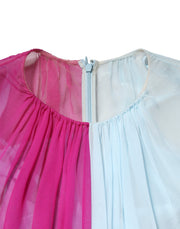 Dolce & Gabbana Fuchsia Light Blue Silk Two Tone Midi Dress