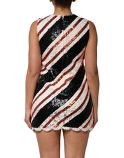 Dolce & Gabbana Multicolor Sequin Embellished Shift Dress