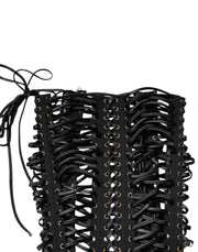 Dolce & Gabbana Black Eyelet Embellished Corset Style Top
