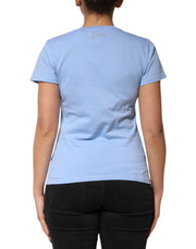 PINKO Blue Love Story Sequined Embellished Short Sleeves T-shirt