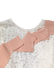 Dolce & Gabbana White Floral Lace Short Sleeves Blouse Top