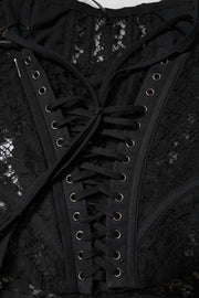 Dolce & Gabbana Black Strapless Floral Lace Bustier Cropped Top