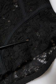 Dolce & Gabbana Black Strapless Floral Lace Bustier Cropped Top