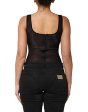 Dolce & Gabbana Black Nylon Sleeveless Round Neck Tank Top