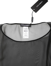 Dolce & Gabbana Black See Through Silk Chiffon Lace Blouse Top