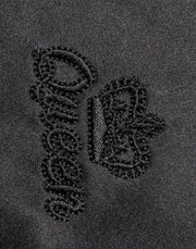 Dolce & Gabbana Black Silk Ascot Collared Button Blouse Top