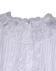 Dolce & Gabbana White Cotton Floral Lace Long Sleeves Top