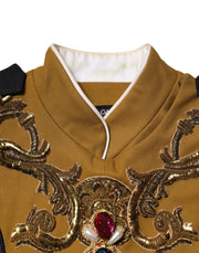 Dolce & Gabbana Yellow Crystal Cross Runway Vest Jacket Top