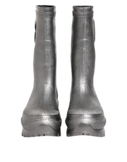 Dolce & Gabbana Metallic Silver Pull On Rain Boots Shoes