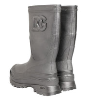 Dolce & Gabbana Metallic Silver Pull On Rain Boots Shoes