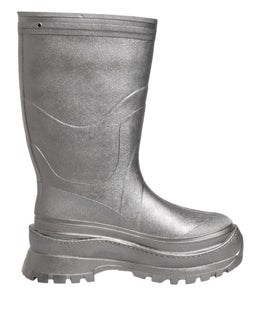 Dolce & Gabbana Metallic Silver Pull On Rain Boots Shoes