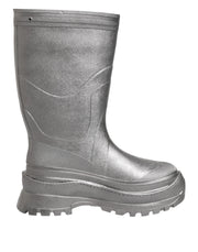 Dolce & Gabbana Metallic Silver Pull On Rain Boots Shoes