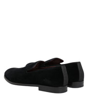Dolce & Gabbana Black Velvet Loafers Formal Men Dress Shoes